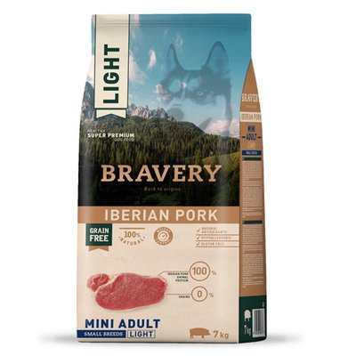 Bravery Mini Adult Iberian Pork Сухий корм з іберійською свининою для дрібних порід собак, 2кг, Корм сухий, Дорослі, Основний корм, Іберійська свинина, Супер преміум, 685грн