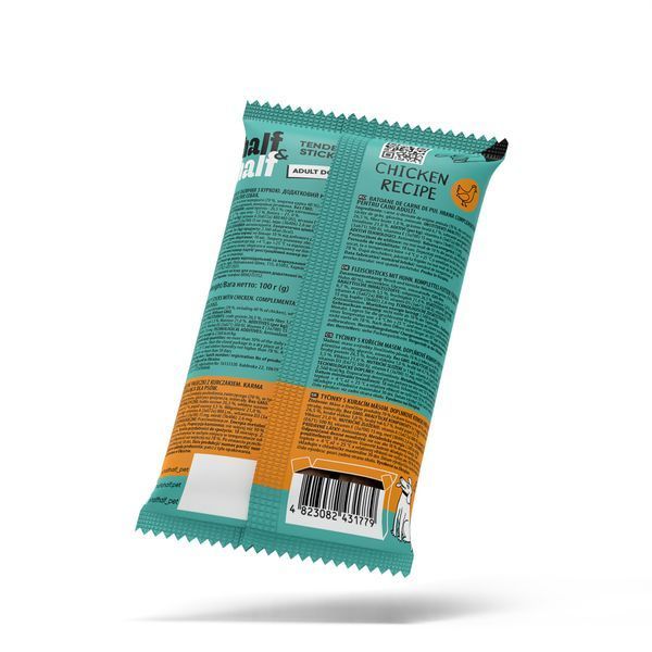 Ласощі для собак Half&Half Tender Sticks Adult 100 г - курка, 100 г, Ласощі, Дорослі, Для заохочення, Курка, Преміум, 15грн