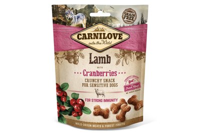 Лакомство для собак Carnilove Dog Crunchy Snack с ягненком и клюквой 200 г, 200 г, Лакомства, Взрослые, Для поощрения, Ягненок, Холистик, 169грн