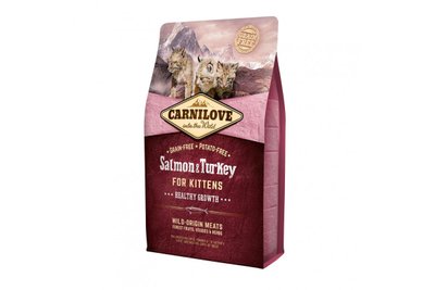 Сухий корм холістік для кошенят Carnilove Cat Kitten з лососем та індичкою, 400 г, Корм сухий, Кошенята, Основний корм, Лосось, Холістік, 296грн