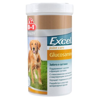 Вітаміни для собак 8in1 Excel Glucosamine для підтримки або відновлення здоров'я суглобів, 110 табл, Вітаміни та добавки, Дорослі, Для підтримки здоров'я суглобів, 1067грн