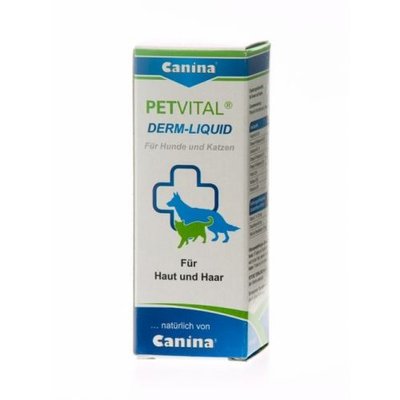 Вітаміни для котів та собак Canina «PETVITAL Derm-Liquid» 25 мл (для шкіри та шерсті), 25 мл, Вітаміни та добавки, всі стадії життя, Для здоров'я шкіри та шерсті, 658грн