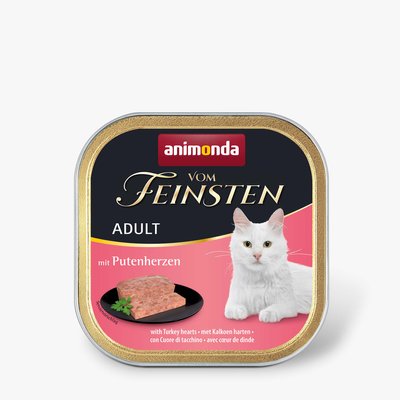 Вологий корм для котів Animonda Vom Feinsten Adult with Turkey hearts | 100 г (індичі серця), 100 г, Корм вологий, Дорослі, Основний корм, Індичка, Супер преміум, 52грн