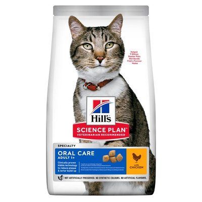 Сухой корм для котов Hill's Science Plan Oral Care Adult 1,5 кг - курица, 1.5 кг, Корм сухой, Взрослые, Для здоровья зубов и костей, Курица, Супер премиум