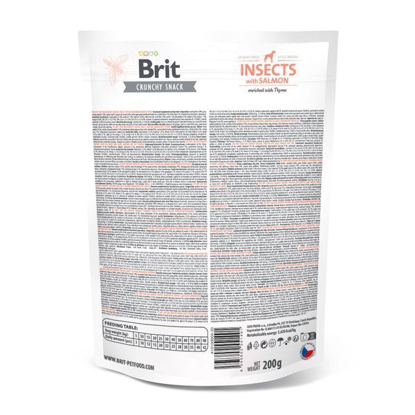 Лакомство для собак Brit Care Dog Crunchy Cracker - насекомые, лосось и тимьян, 200 г, Лакомства, Взрослые, С чувствительным пищеварением, Лосось, Супер премиум, 41грн