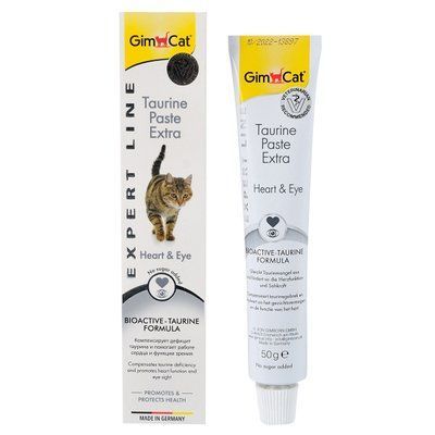 Ласощі для котів GimCat Expert Line, Taurine Paste 50 г (для очей та серця), 50 г, Вітаміни та добавки, Дорослі, Для збагачення вітамінами, Супер преміум, 106грн