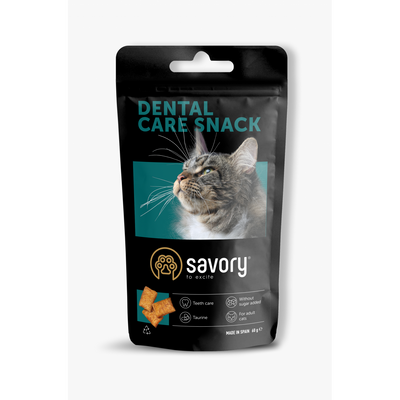Ласощі для котів Savory Snack Dental Care 60 г (подушечки для гігієни зубів), 60 г, Ласощі, Дорослі, Для здоров'я зубів і кісток, Продукти рослинного походження, Холістік, 81грн