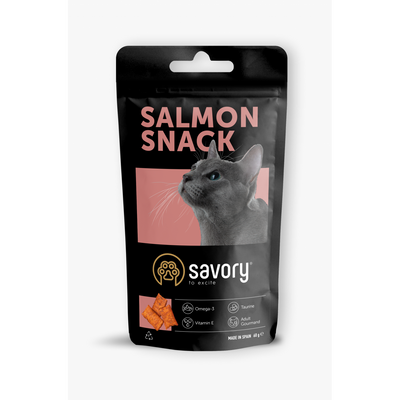 Ласощі для котів Savory Snack Salmon 60 г (подушечки з лососем), 60 г, Ласощі, Дорослі, Для заохочення, Лосось, Холістік, 81грн