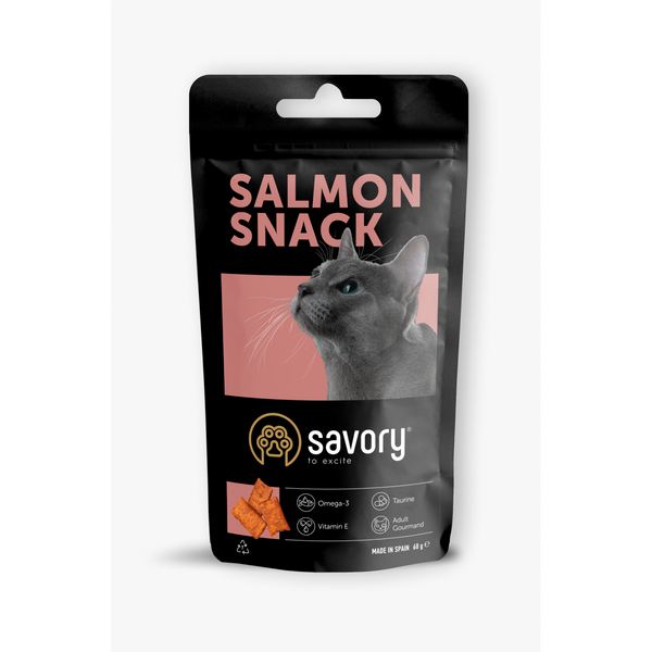 Лакомство для кошек Savory Snack Salmon 60 г (подушечки с лососем), 60 г, Лакомства, Взрослые, Для поощрения, Лосось, Холистик, 84грн