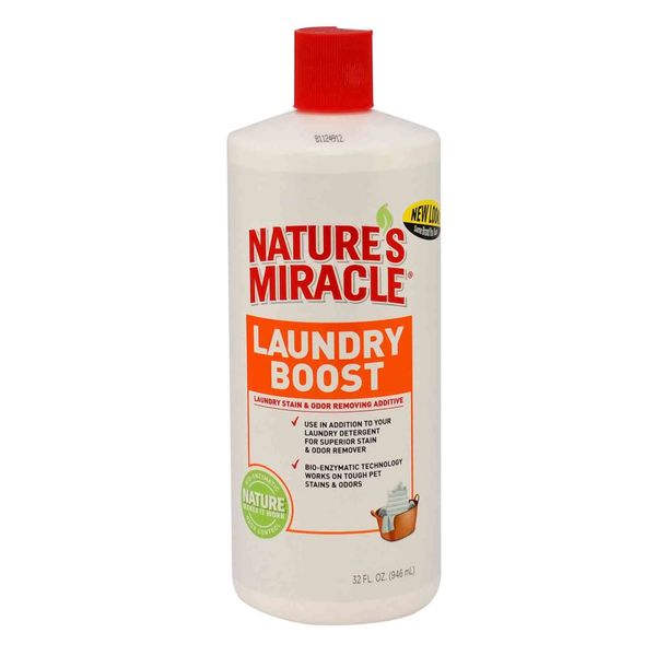 Знищувач Nature's Miracle «Stain & Odor Remover. Laundry Boost» для видалення плям і запахів, для використання при пранні 946 мл, 946 мл, Догляд та гігієна, Усунення запахів, 683грн