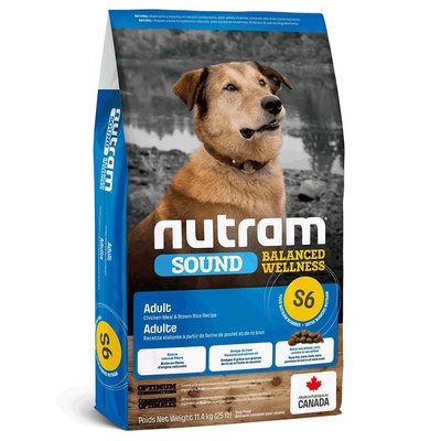 Nutram Sound Adult S6 Холистик корм для собак с курицей и рисом, 2кг, Корм сухой, Взрослые, Основной корм, Курица, Холистик, 752грн