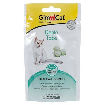 Таблетки для котів GimCat Denta Tabs 40 г (для зубів), 40 г, Вітаміни та добавки, Дорослі, Для здоров'я зубів і кісток, Супер преміум, 42грн