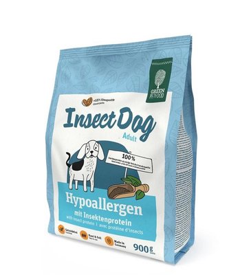 Сухий корм для собак з протеїном комах Green Petfood InsectDog Hypoallergen Dog Adult, 900 г, Корм сухий, Дорослі, При харчової алергії, Комахи, Супер преміум, 349грн
