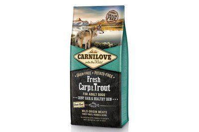 Сухий корм холістік для дорослих собак Carnilove Fresh Carp & Trout for Adult dogs зі свіжим м'ясом коропа і форелі, 1.5 кг, Корм сухий, Дорослі, Основний корм, Короп, Холістік, 209грн