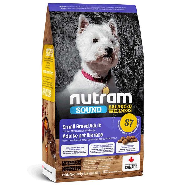 Nutram Sound Adult Small Breed S7 Холистик корм для собак малых пород с курицей и коричневым рисом, 340 г, Корм сухой, Взрослые, Основной корм, Курица, Холистик, 202грн