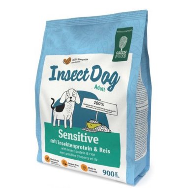 Сухий корм для собак із протеїном комах та рисом Green Petfood InsectDog Sensitive Adult, 900 г, Корм сухий, Дорослі, З чутливим травленням, Комахи, Супер преміум, 310грн