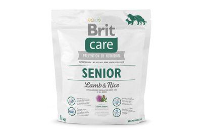 Сухой гипоаллергенный корм для пожилых собак Brit Care Senior Lamb & Rice с ягненком и рисом, 1 кг, Корм сухой, Пожилые, Основной корм, Ягненок, Супер премиум, 57грн