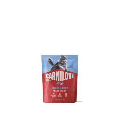 Корм сухой Carnilove Active Salmon & Turkey Large Breed для кошек крупных пород лосось и индейка, 400 г, Корм сухой, Взрослые, Основной корм, Лосось, Холистик, 96грн