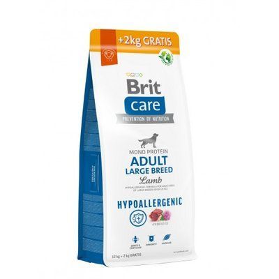 Сухой корм для собак Brit Care Dog Hypoallergenic Adult Large Breed 12+2 кг - ягненок, 12кг+2кг, Корм сухой, Взрослые, Основной корм, Ягненок, Супер премиум, 700грн