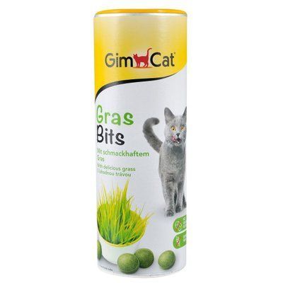 Вітамінізовані ласощі для котів GimCat Gras Bits (трава), 425 г, 425 г, Ласощі, Дорослі, Для заохочення, Трава, 223грн