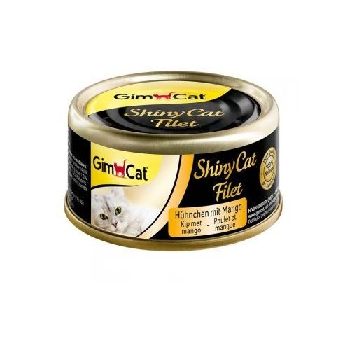 Вологий корм для котів GimCat Shiny Cat Filet 70 г (курка та манго), 70 г, Корм вологий, Дорослі, Основний корм, Тунець, Супер преміум, 68грн