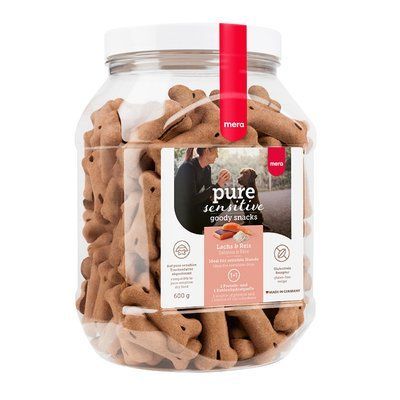 Mera good snacks pure sensitive Lach & Reis снеки для чутливих собак із лососем та рисом, 600 гр, 600 г, Ласощі, Дорослі, Для собак/Ласощі, Лосось