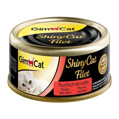 Вологий корм для котів GimCat Shiny Cat Filet 70 г (тунець та лосось), 70 г, Корм вологий, Дорослі, Основний корм, Лосось, Супер преміум, 71грн