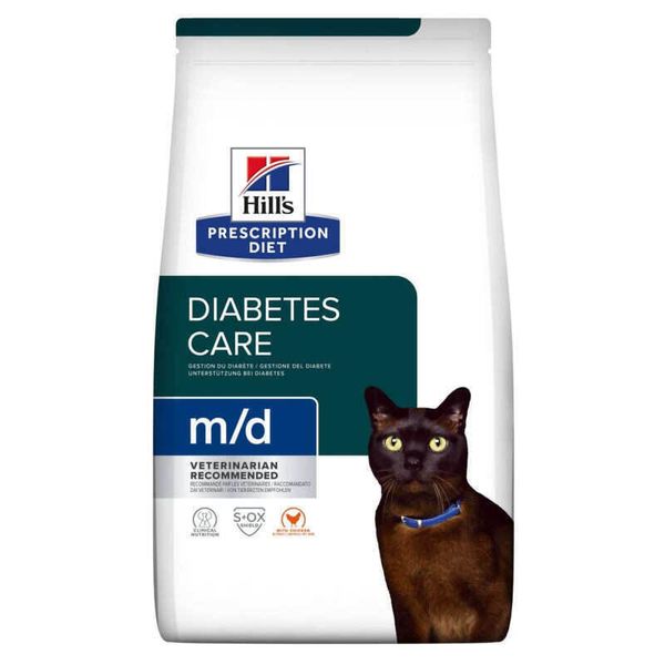 Сухой корм для кошек Hill’s Prescription Diet m/d при сахарном диабете - курица, 1.5 кг, Корм сухой, Взрослые, При сахарном диабете, Курица, Супер премиум, 1027грн