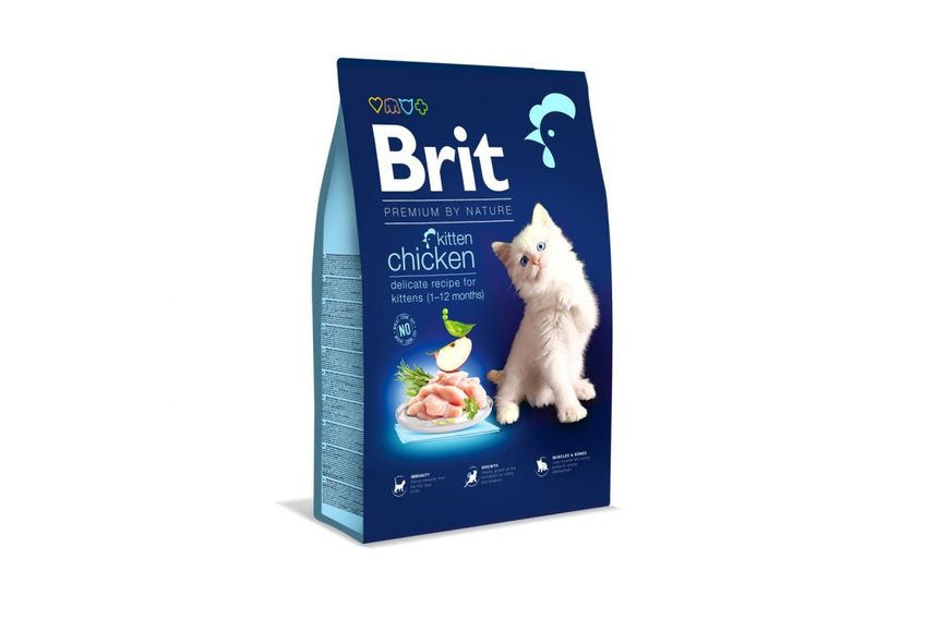Сухой корм для котят Brit Premium by Nature Cat Kitten (курица), 300 г, Корм сухой, Котята, Основной корм, Курица, Премиум, 104грн, BRIT