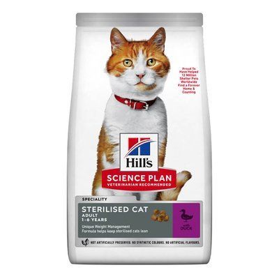 Сухой корм для кошек Hill's SP Adult Sterilised Cat With Duck - утка, 300 г, Корм сухой, Взрослые, Для стерилизованных, Утка, Супер премиум