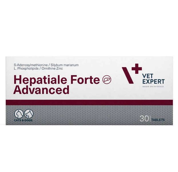 Усиленный препарат для кошек и собак VetExpert Hepatiale Forte Advanced для восстановлении функций печени 30 табл, 30 табл, Витамины и добавки, Взрослые, При заболеваниях печени, 818грн