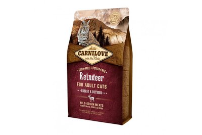Сухий корм холістік для активних котів Carnilove Cat Energy & Outdoor з північним оленем, 400 г, Корм сухий, Дорослі, Для активних, Оленина, Холістік, 281грн