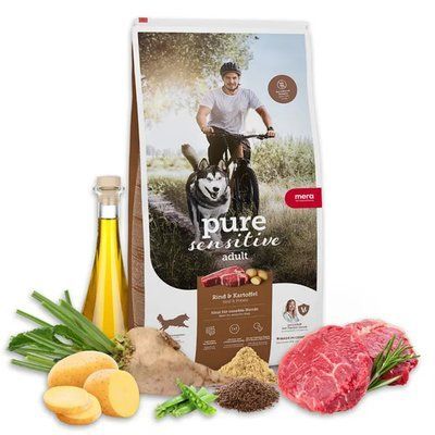 MERA ps fresh meat Rind&Kartoffel корм для дор. собак із свіжим м'ясом яловичини і картоплі; без/зерн , 1 кг, Корм сухий, Дорослі, Основний корм, Яловичина