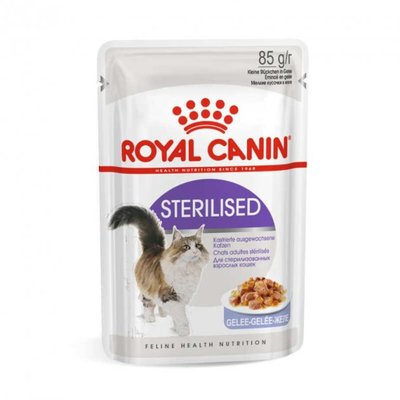 Влажный корм для стерилизованных кошек Royal Canin Sterilised Jelly в желе, 85 г, Корм влажный, Взрослые, Для стерилизованных, Домашняя птица, Супер премиум, 48грн