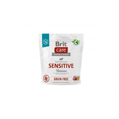 Сухий гіпоалергенний корм для собак з чутливим травленням Brit Care Sensitive Venison & Potato з олениною і картоплею, 1 кг, Корм сухий, Дорослі, З чутливим травленням, Оленина, Супер преміум, 135грн
