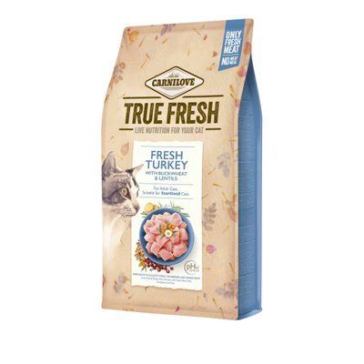 Сухой корм для кошек Carnilove Cat True Fresh Turkey with Buckwheat & Lentils - индейка, 340 г, Корм сухой, Взрослые, Для стерилизованных, Индейка, Холистик, 71грн