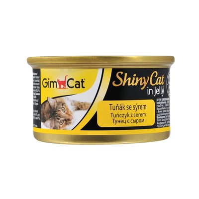 Вологий корм для котів GimCat Shiny Cat 70 г (тунець та сир), 70 г, Корм вологий, Дорослі, Основний корм, Тунець, Супер преміум, 65грн