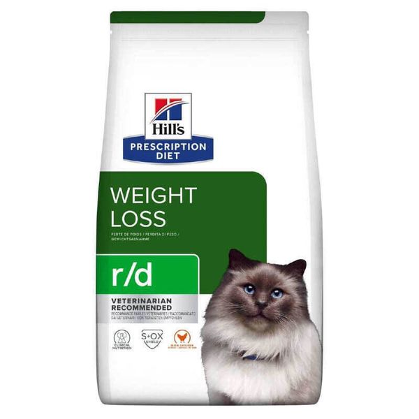 Сухой корм для кошек Hill’s Prescription Diet Weight Loss r/d снижение веса - курица, 1.5 кг, Корм сухой, Взрослые, При лишнем весе, Курица, Супер премиум, 965грн