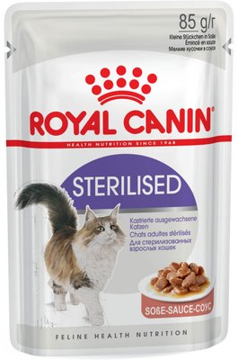 Влажный корм для стерилизованных кошек Royal Canin Sterilised Gravy в соусе, 85 г, Корм влажный, Взрослые, Для стерилизованных, Домашняя птица, Супер премиум, 48грн