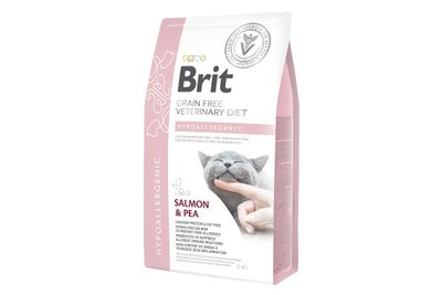 Сухий корм для котів з алергією Brit GF Veterinary Diets (Брит ветеринарна дієта) Cat Hypoallergenic, 400 г, Корм сухий, Дорослі, При алергії, Лосось, Ветеринарна дієта, 204грн