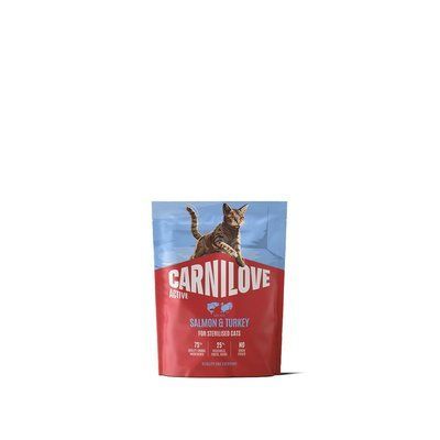 Корм сухой Carnilove Active Salmon & Turkey Sterilised для стерилизованных кошек лосось и индейка, 400 г, Корм сухой, Взрослые, Для стерилизованных, Лосось, Холистик, 96грн