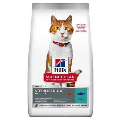 Сухий корм для котів Hill's Science Plan Sterilised Adult - тунець, 300 г, Корм сухий, Дорослі, Для стерилізованих, Тунець, Супер преміум