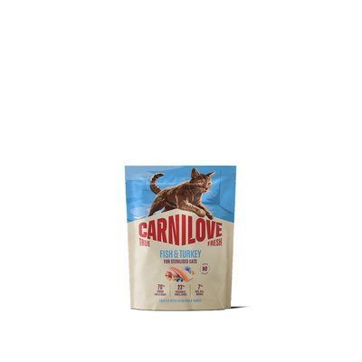 Корм сухой Carnilove True Fresh Fish & Turkey Sterilised для стерилизованных кошек рыба и индейка, 400 г, Корм сухой, Взрослые, Для стерилизованных, Индейка, Холистик, 100грн