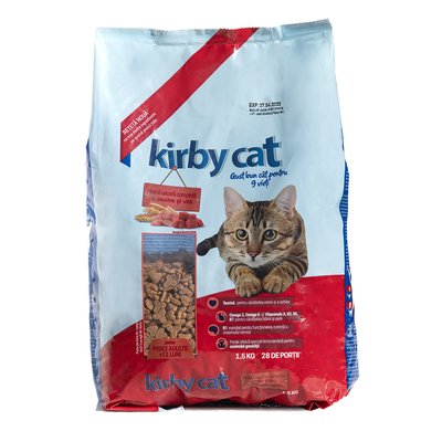 Сухий корм для котів KIRBY CAT (курка та яловичина), 1.5 кг, Корм сухий, Дорослі, Основний корм, Яловичина, Економ, 240грн