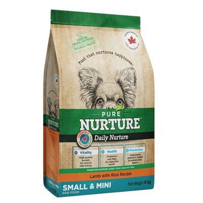 Pure Nurture Daily Power of 3. Lamb with Rice.Small and Mini Adult, для дорослих собак малих та дрібних порід з ягням та рисом, 8кг, 8 кг, Корм сухий, Дорослі, Основний корм, Ягня, Холістік