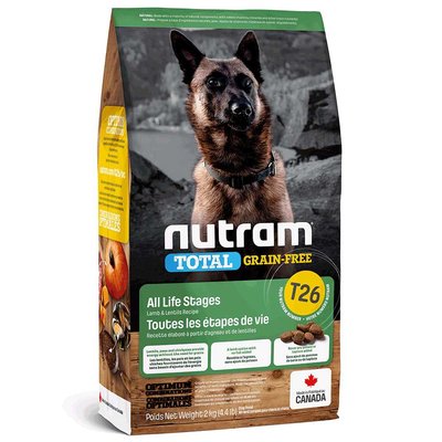 Nutram Total Grain-Free T26 Холистик беззерновой корм для собак с ягненком и чечевицей, 20 кг, Корм сухой, все стадии жизни, Основной корм, Ягненок, Холистик, 7454грн