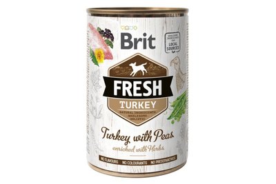 Вологий корм для собак Brit Fresh Turkey & Peas 400 г з індичкою горошком (консерва), 400 г, Корм вологий, Дорослі, Основний корм, Індичка, Холістік, 145грн