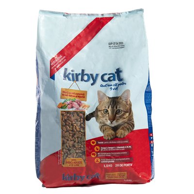 Сухий корм для котів KIRBY CAT (курка, індичка, овочі), 1.5 кг, Корм сухий, Дорослі, Основний корм, Індичка, Економ, 212грн