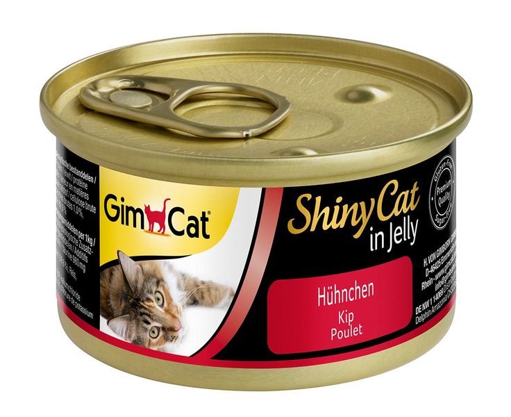 Влажный корм для кошек GimCat Shiny Cat 70 г (курица), 70 г, Корм влажный, Взрослые, Основной корм, Курица, Супер премиум, 64грн