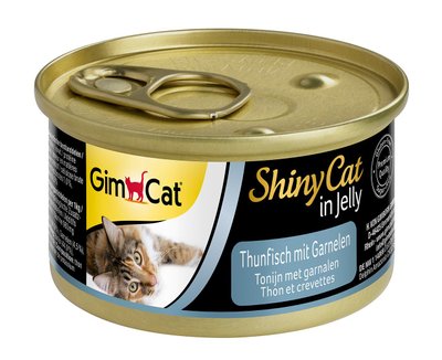 Вологий корм для котів GimCat Shiny Cat 70 г (тунець та креветки), 70 г, Корм вологий, Дорослі, Основний корм, Тунець, Супер преміум, 65грн